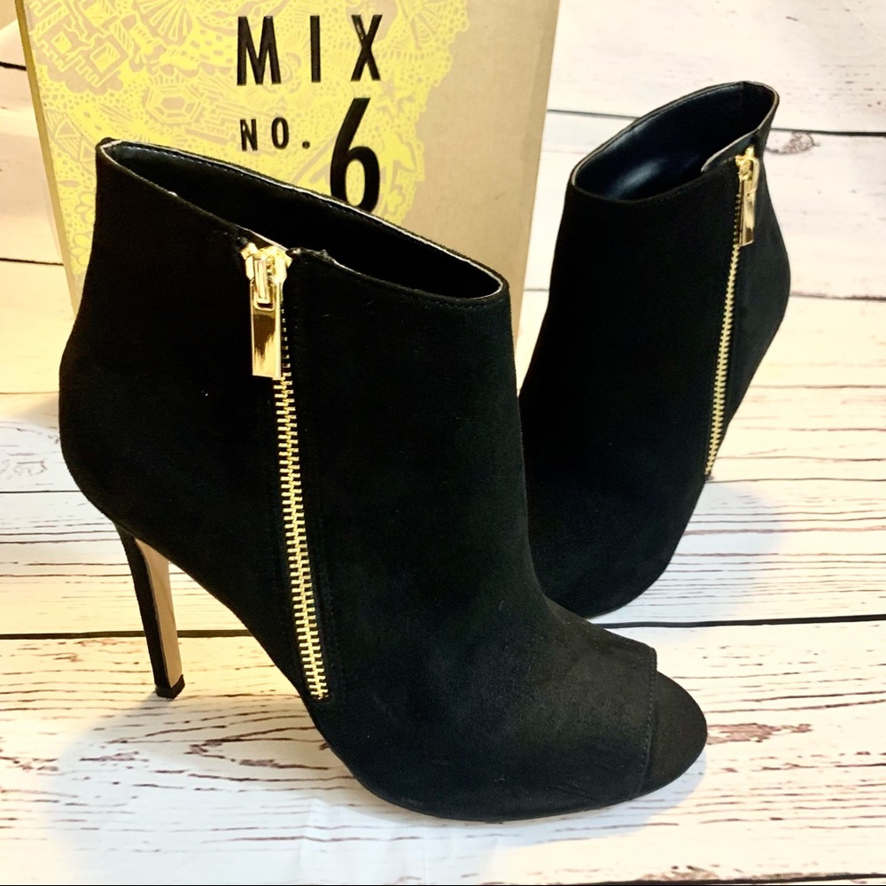 Mix No. 6 Wylda Peep Toe Bootie Side Zipper Size 8 Black - Picture 1 of 12